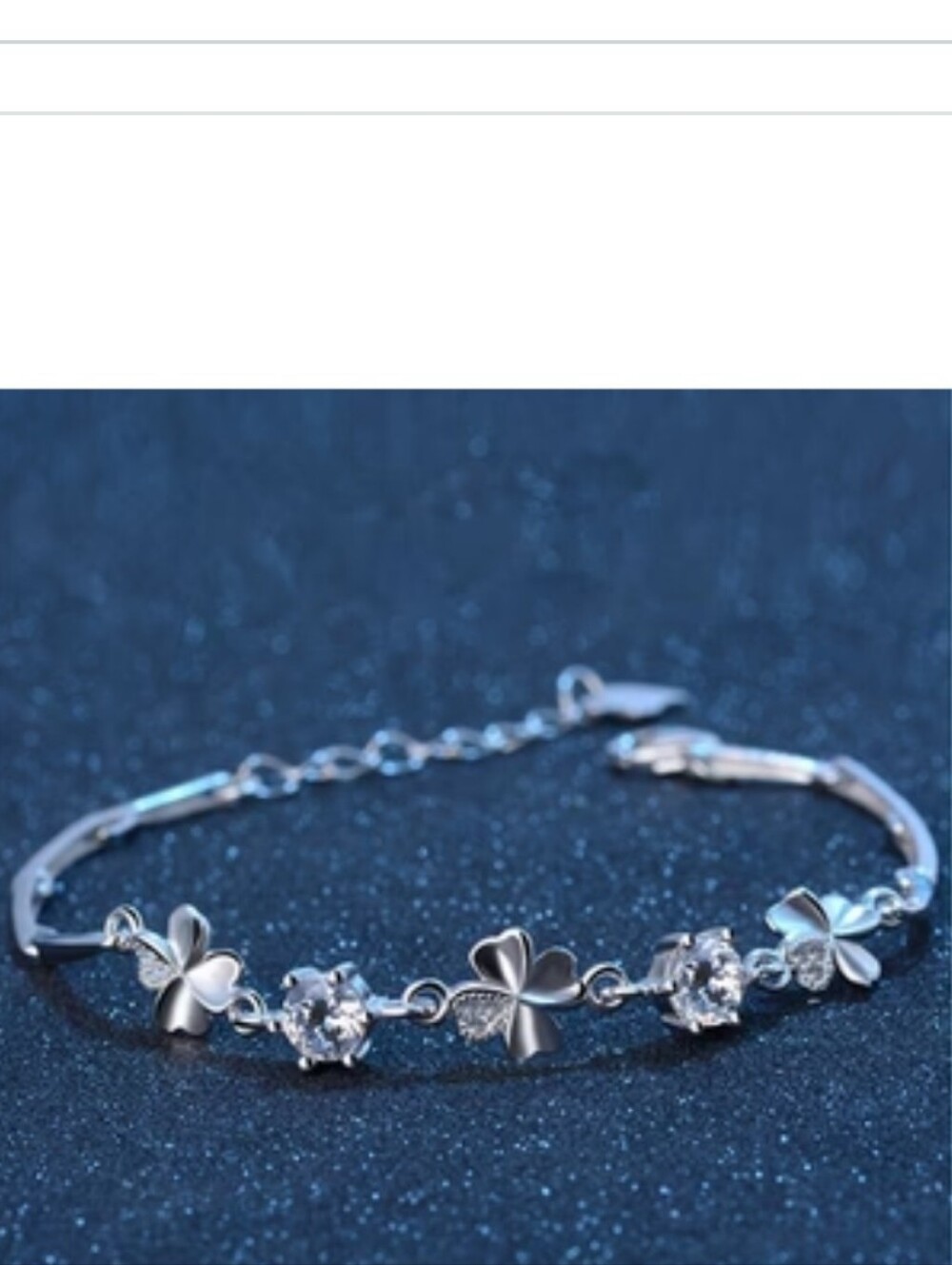 925 sterling Silver Zircon Lucky Clover Bracelet